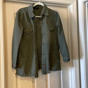 Army Green Distressed Shacket